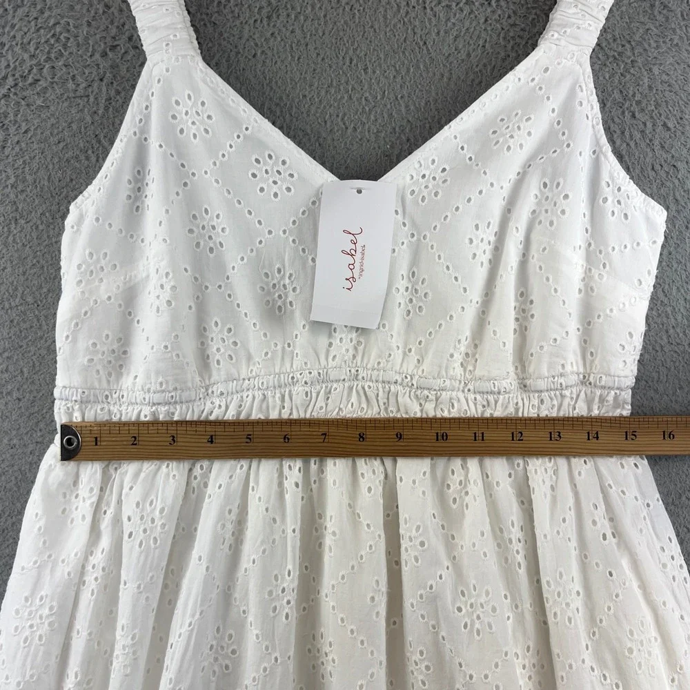 New Isabel by Ingrid & Isabel White Eyelet Maternity Maxi Dress V-Neck Smocked M - Picture 7 of 13